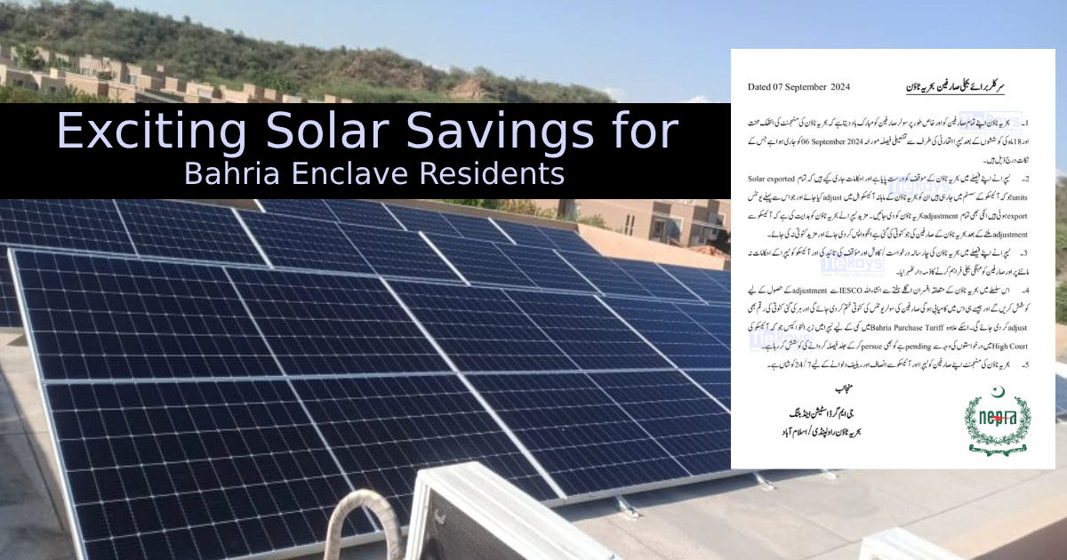 Exciting Solar Savings for Bahria Enclave Residents: Get Ready for Big Bill Adjustments!