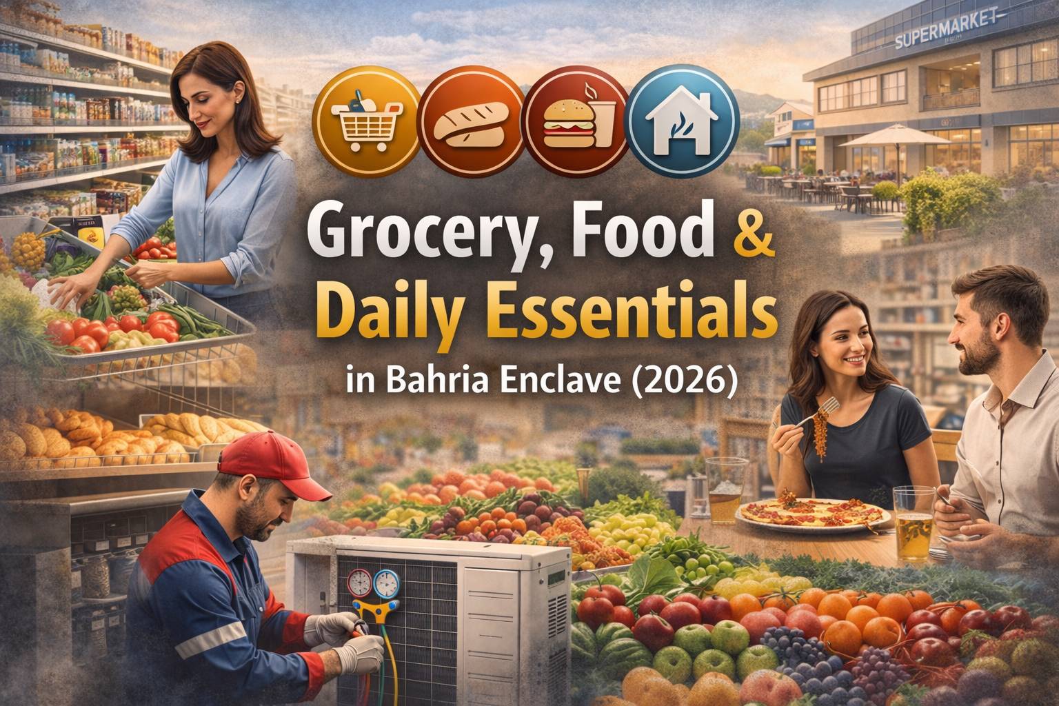 Grocery stores, food outlets, and daily essentials available in Bahria Enclave Islamabad